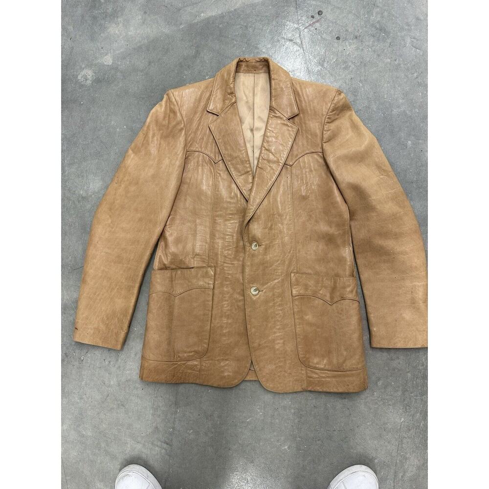 Vintage Scully Leatherwear Mens Blazer Tan